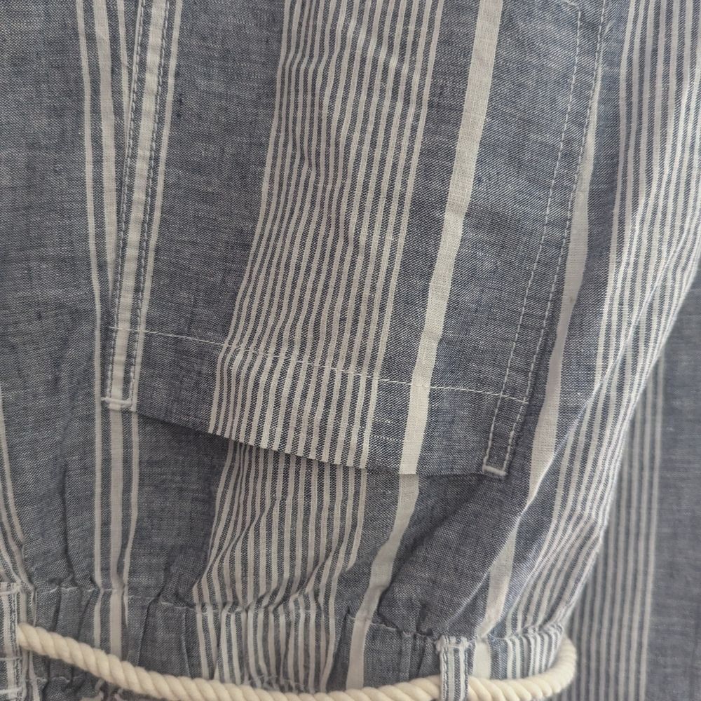 Sigrid Olsen NWT Navy and White Striped XL Linen Pants NWT vacation resort - Picture 10 of 11